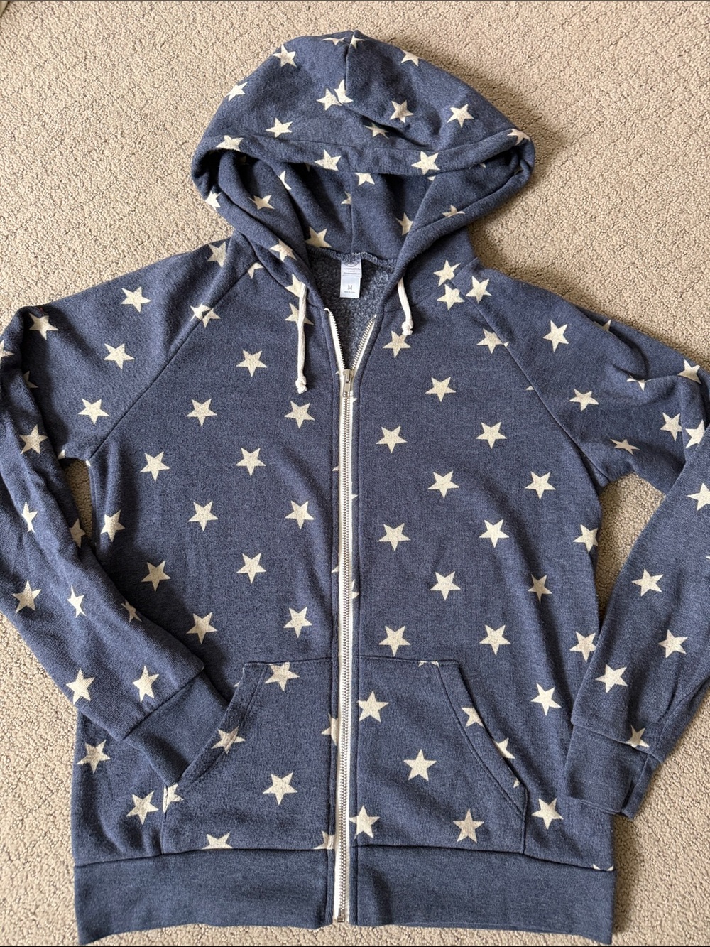 Alternative Navy Star Zip-Up Hoodie with Cream Stars